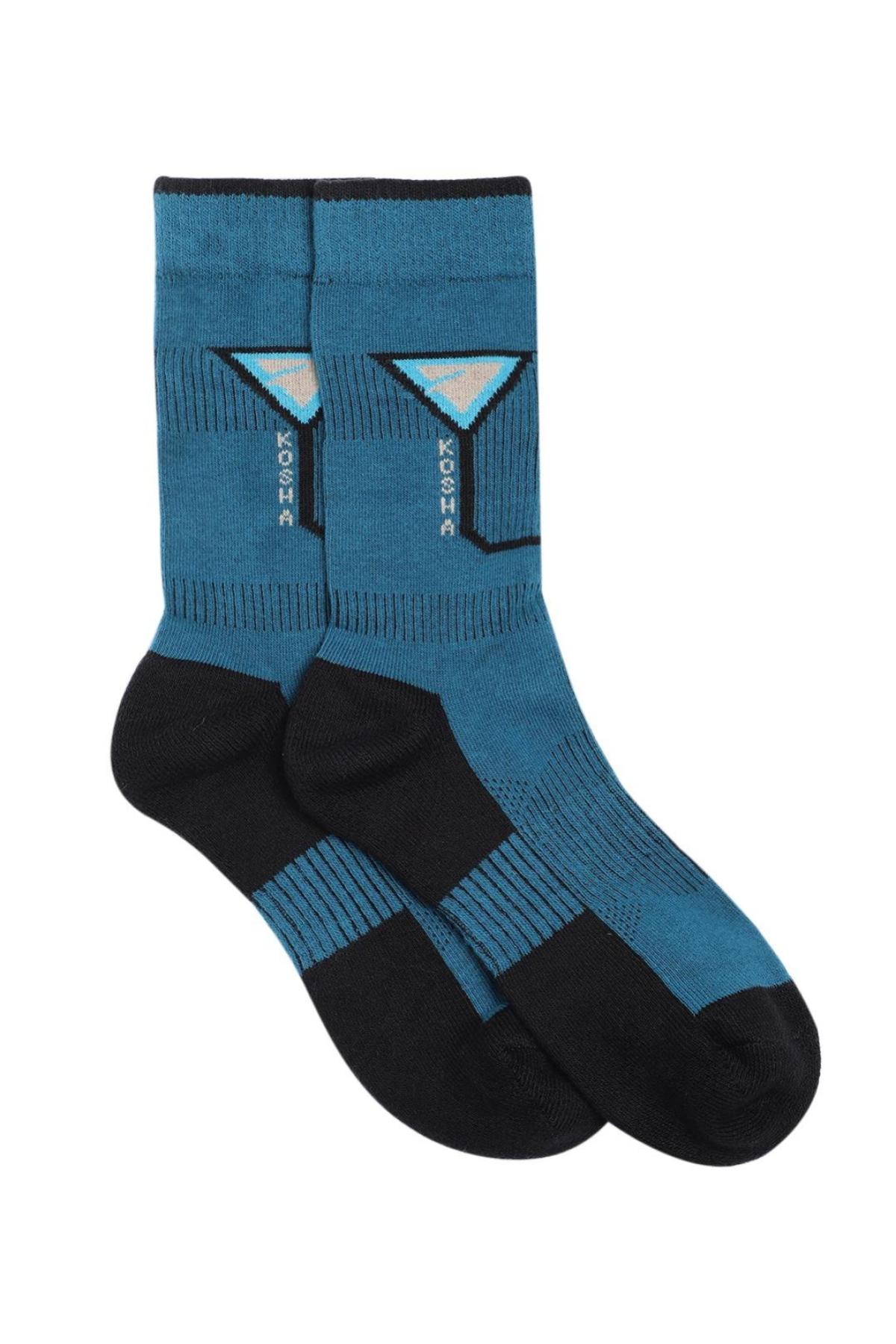 Teal & Black Regular Length Cotton Socks Pack of 2 | Men